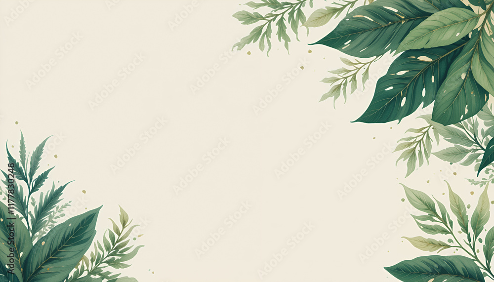 Fototapeta premium Bohemian Style Leaf Background with Copy Space on One Side - Perfect for Creative Designs