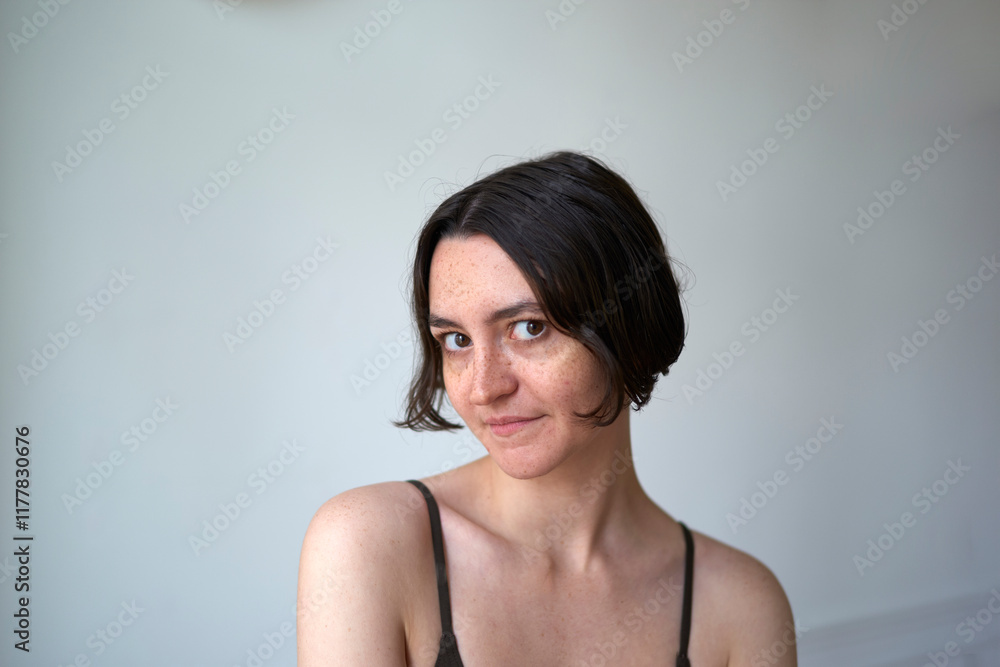 Captivating portrait of a young woman indoors Captivating portrait of a young woman indoors
