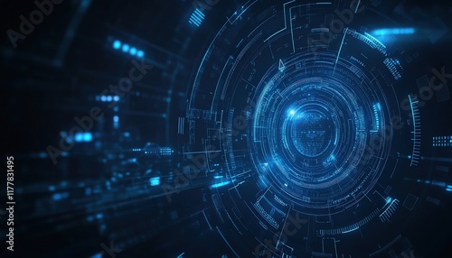 Abstract Digital Technology Background Futuristic Circular Data Network Interface