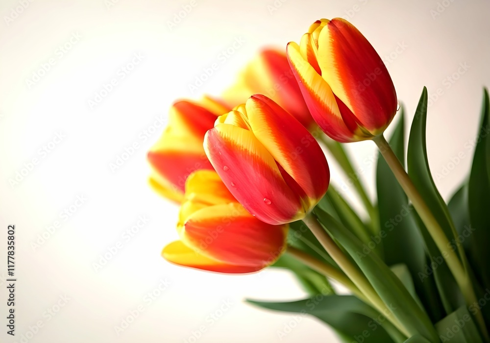 Bouquet of yellow and red tulips closeup isolated on the white background Bouquet of yellow and red tulips closeup isolated on the white background