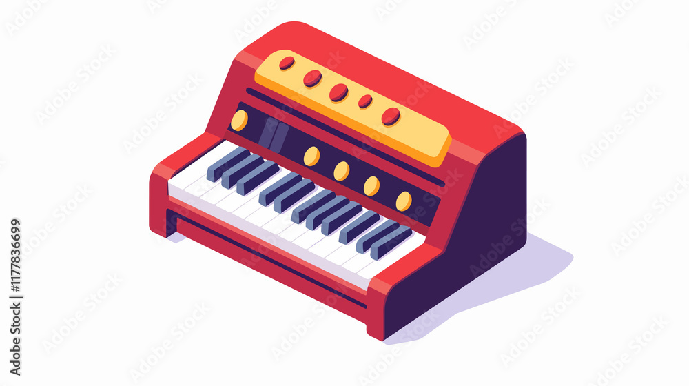 Flat style toy piano icon design for illustrations