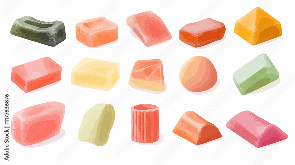 Variety of Gum Shapes on Transparent Background for Packaging and Branding Variety of Gum Shapes on Transparent Background for Packaging and Branding