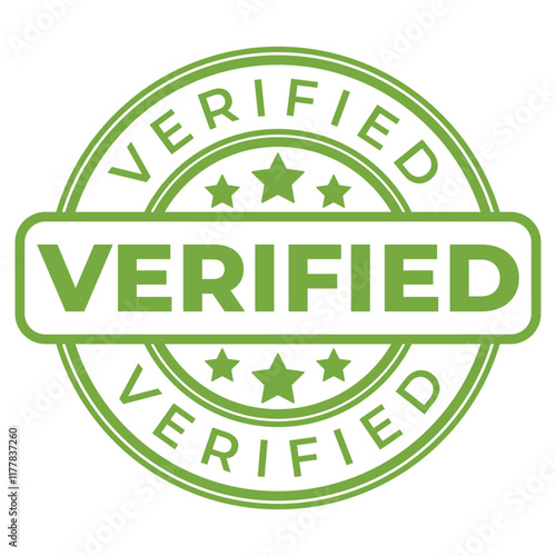Green Verified stamp with stars