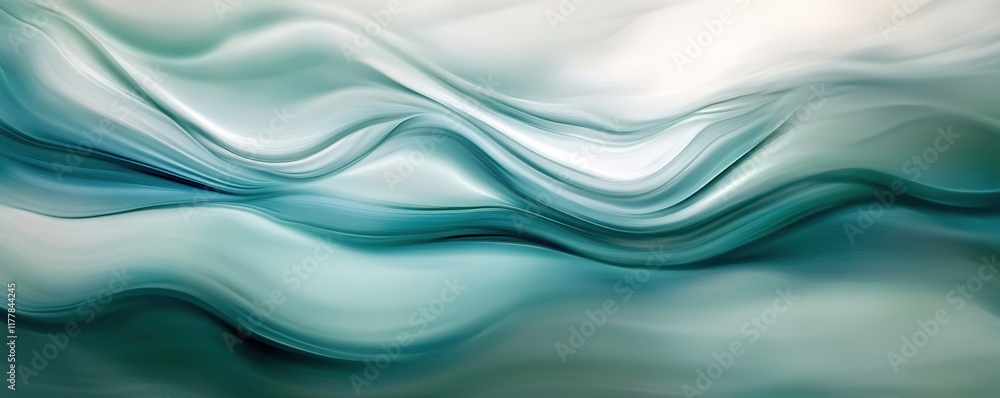 Fototapeta premium Soothing waves in tranquil tones of teal and white
