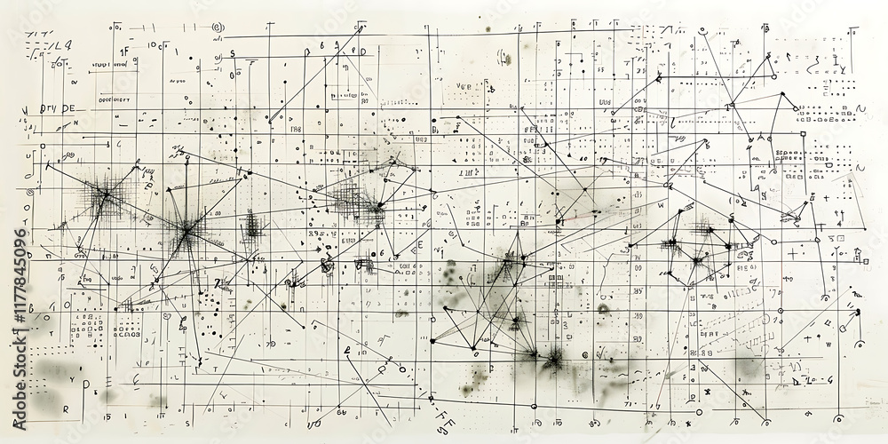 Person's Blueprint with Geometric Lines and Dots Person's Blueprint with Geometric Lines and Dots