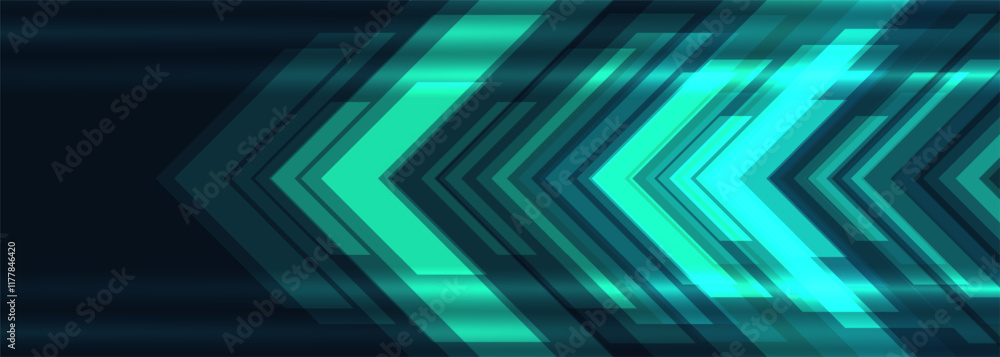 Green technology arrows on dark futuristic abstract background. High-speed movement concept dynamic motion turquoise hi tech digital arrows. Technology vector illustration. Green technology arrows on dark futuristic abstract background. High-speed movement concept dynamic motion turquoise hi tech digital arrows. Technology vector illustration.