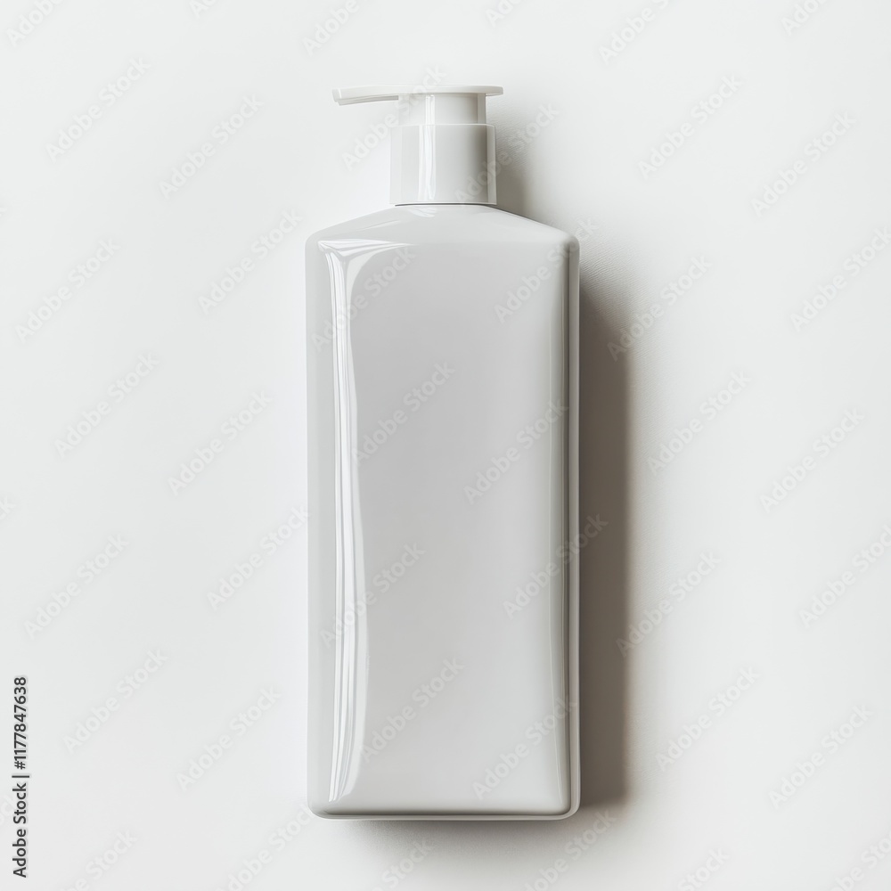 Sleek white shampoo bottle elegantly displayed on a smooth surface ideal for modern bathroom decor or skincare routines Sleek white shampoo bottle elegantly displayed on a smooth surface ideal for modern bathroom decor or skincare routines