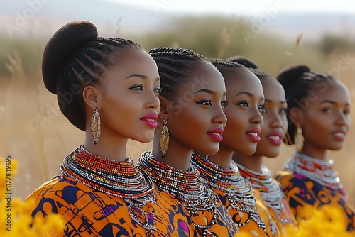 Group of beautiful young women from eswatini photo