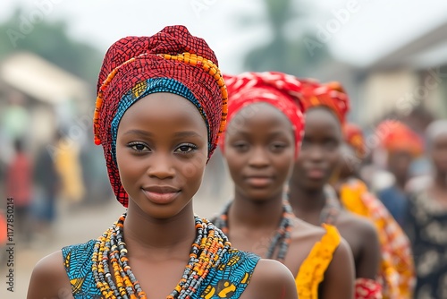 Group of beautiful young women from nigeria photo