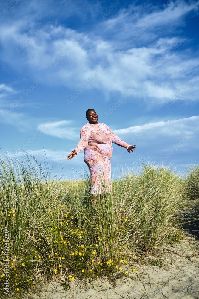 A joyful celebration of style on a sunny beach A joyful celebration of style on a sunny beach