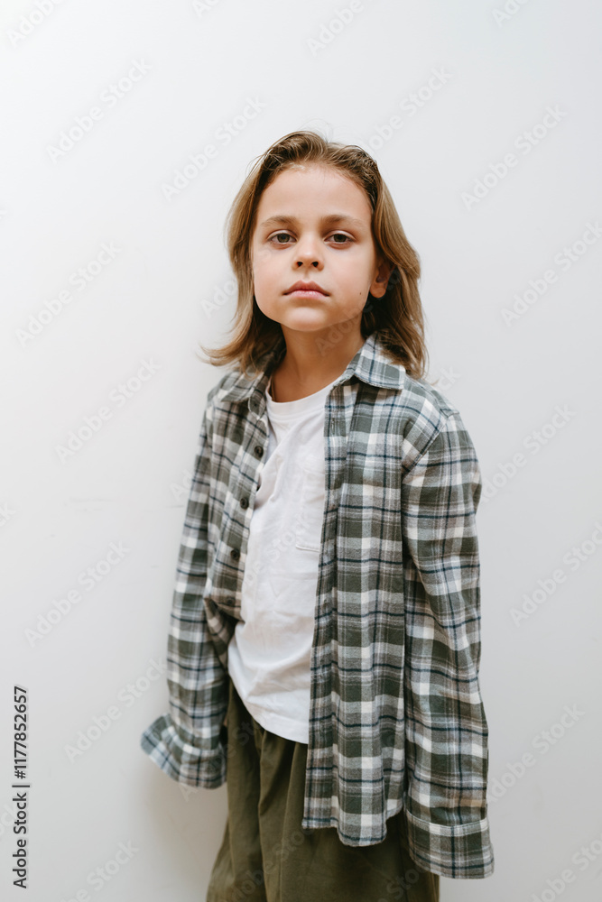 A Confident Child Posing in Casual Attire at Home A Confident Child Posing in Casual Attire at Home