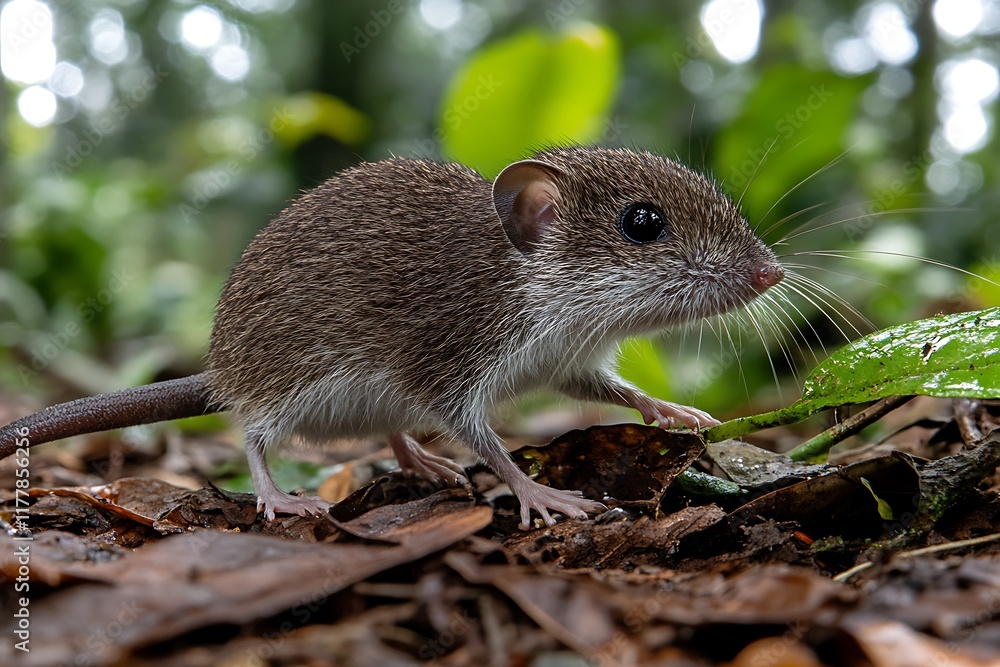 Southern short-tailed shrew in forest Southern short-tailed shrew in forest