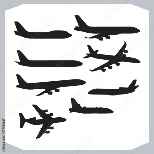 Airplane Silhouettes Collection of Logotype Icons