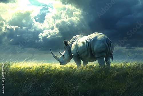 Rhinoceros in grassland