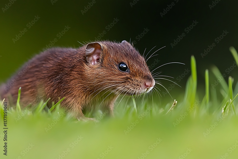 Southern short-tailed shrew in grass Southern short-tailed shrew in grass