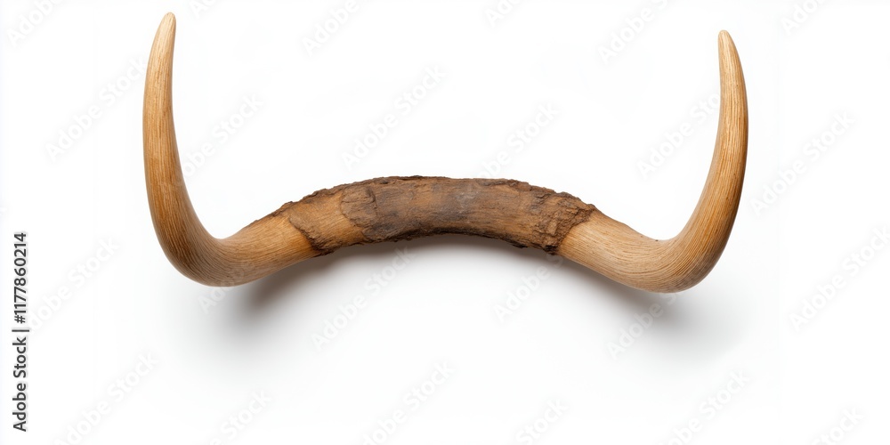 Obraz premium A large, curved horned object with a brownish tinge. The horn is curved and has a rough texture