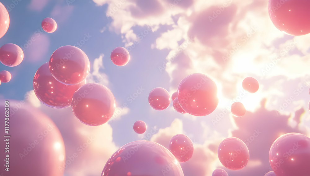 Pink spheres floating in the sky, soft pink, hyper-realistic, Octane render, volumetric lighting, Cinema 4D, Octane rendering, beautiful background, fantasy landscape, Pink spheres floating in the sky, soft pink, hyper-realistic, Octane render, volumetric lighting, Cinema 4D, Octane rendering, beautiful background, fantasy landscape,