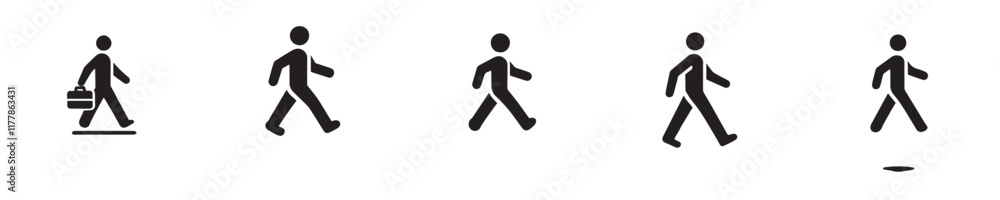 Vector collection of icons of a person walking, suitable for warnings about crossing the road Vector collection of icons of a person walking, suitable for warnings about crossing the road