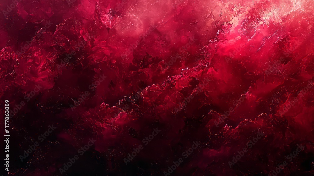 Fototapeta premium Abstract red and crimson artwork with intense swirling textures and depth. A dramatic and vibrant composition, perfect for bold modern designs. AI generative.
