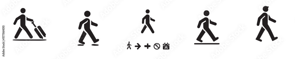 Vector collection of icons of a person walking, suitable for warnings about crossing the road Vector collection of icons of a person walking, suitable for warnings about crossing the road