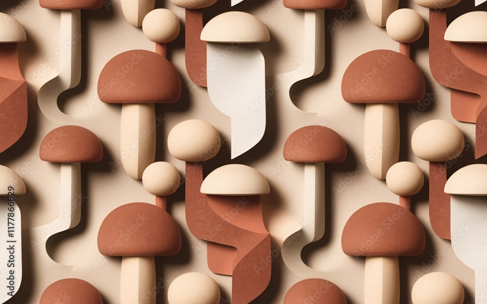 mushroom decor, Abstract mushroom pattern in beige and brown. mushroom decor, Abstract mushroom pattern in beige and brown.