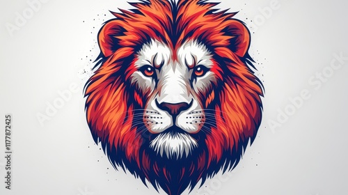 Fierce orange lion head illustration. photo