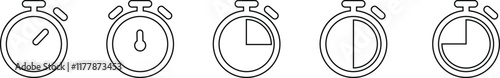 Clock with arrow circle Time icon line set symbol isolated on transparent background. vector for apps or web Alarm clock Watch countdown Stopwatch sign. Hours, minutes and seconds concept