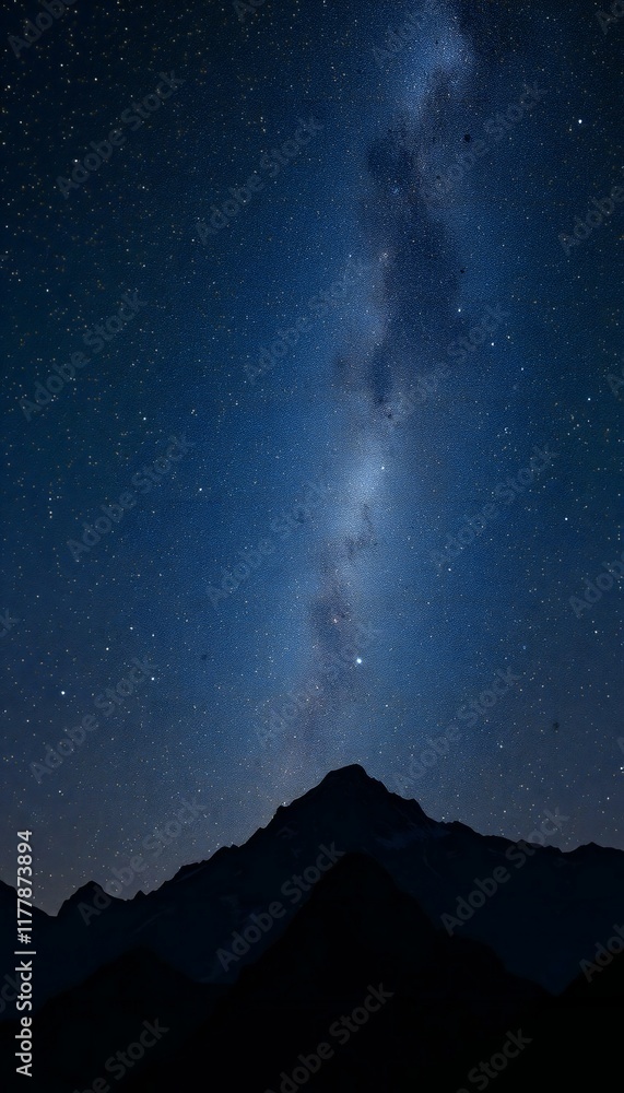 Obraz premium Night Sky Filled with Stars and Mountain Silhouettes 