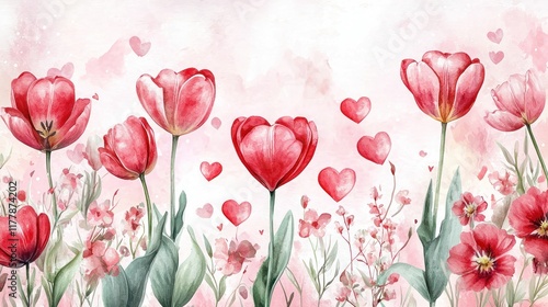 Wallpaper Mural Romantic floral arrangement garden digital art pastel colors close-up love concept Torontodigital.ca