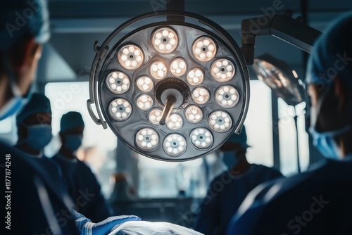 Cleaning staff thoroughly disinfect operating room following surgical procedures to ensure patient safety and hygiene standards photo