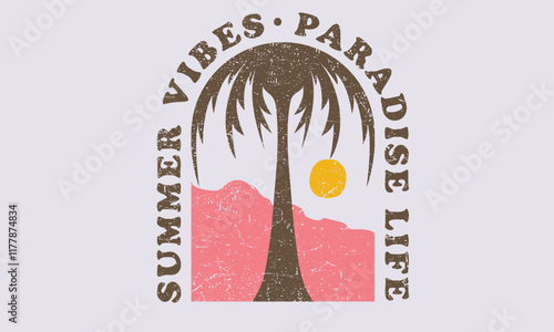 Paradise life abstract artwork. Abstract palm tree  art . Summer good vibes vector graphic design for apparel, stickers, posters, background and others.