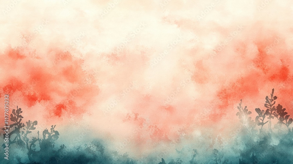 Fototapeta premium Serene nature landscape misty forest digital art tranquil environment aesthetic view