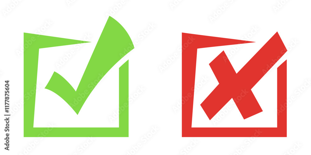 Check mark and cross icon. Vector
Check mark and cross icon. Vector