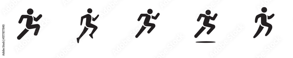 Collection of vector icons of a person running Collection of vector icons of a person running