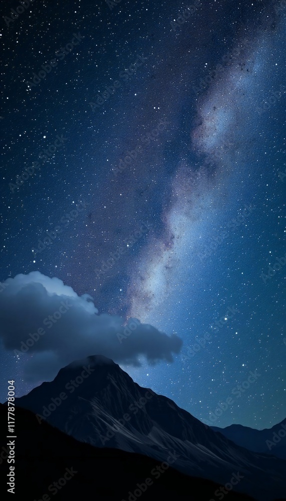 Starry Night Over Majestic Mountain Peaks Starry Night Over Majestic Mountain Peaks