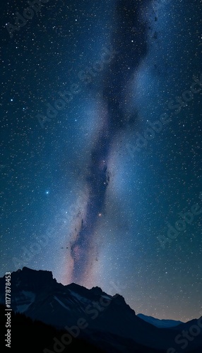 Starry Night Over Majestic Mountain Peaks