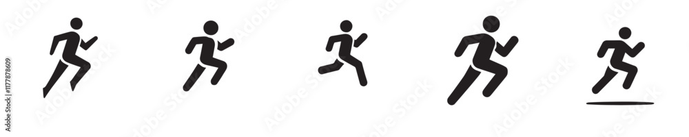 Collection of vector icons of a person running Collection of vector icons of a person running