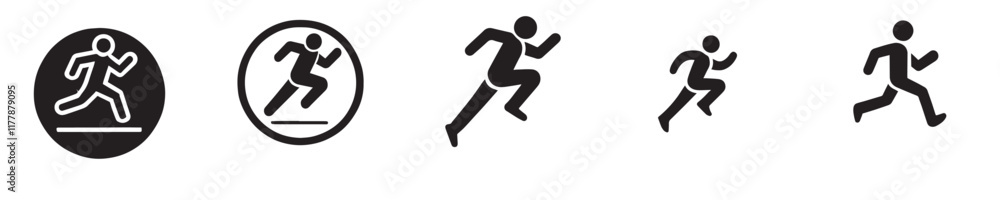 Collection of vector icons of a person running Collection of vector icons of a person running