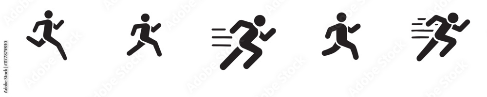 Vector collection of icons of people running with simple designs Vector collection of icons of people running with simple designs