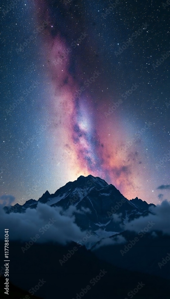 Cosmic Beauty: Mountains Under a Starry Sky Cosmic Beauty: Mountains Under a Starry Sky
