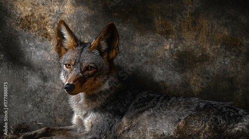 Majestic Coyote Portrait: A Study in Gray and Gold photo