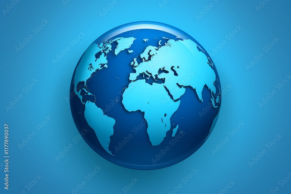 Minimalist globe design in blue shades highlighting geography and world exploration importance Minimalist globe design in blue shades highlighting geography and world exploration importance