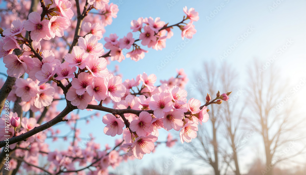 Cherry blossoms blooming on tree branch against blue sky in spring
Cherry blossoms blooming on tree branch against blue sky in spring