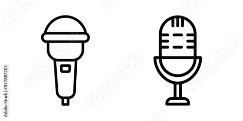 microphone outline or line icon design bundle. photo