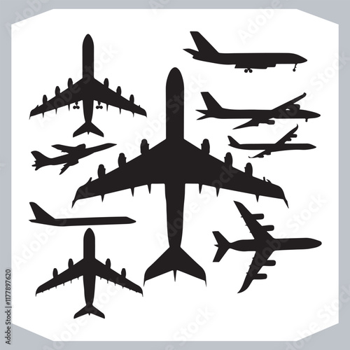 Diverse Airplane Silhouettes as Logotype Icons