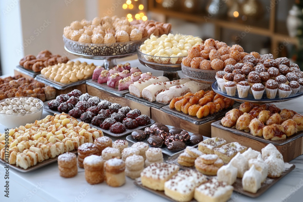 Ramadan Pastries Served On A Table Ramadan Pastries Served On A Table