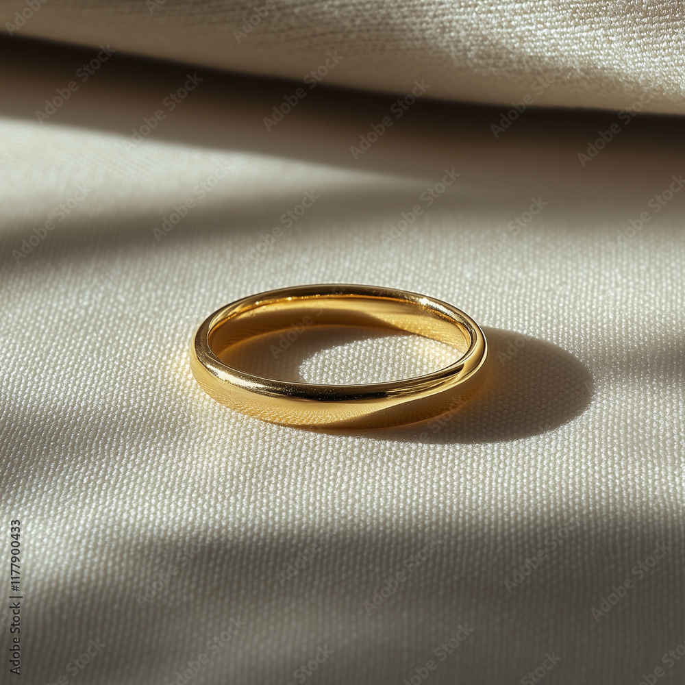 A simple gold ring placed on a smooth, white surface with soft shadows
A simple gold ring placed on a smooth, white surface with soft shadows