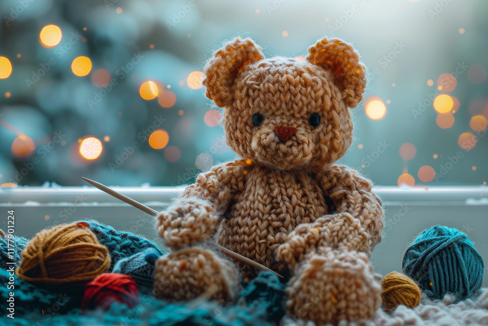 Fototapeta premium Production of soft cute toys created with generative AI image