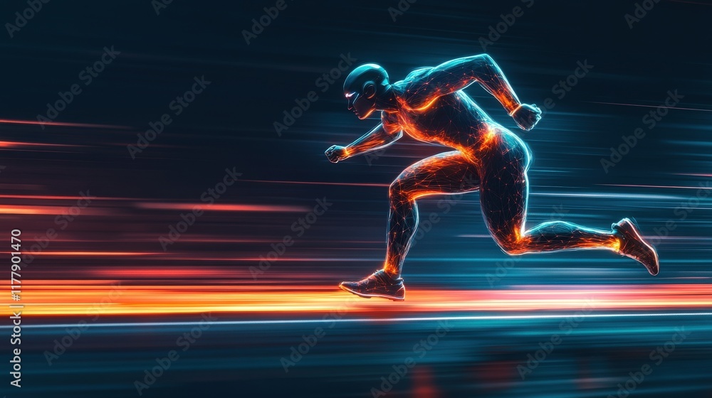 Fototapeta premium Abstract Athlete Running at Incredible Speed
