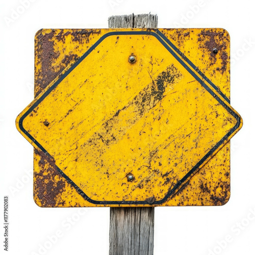 Yellow Road Sign Isolated